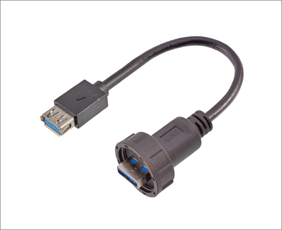 USB 公/母 成型直式插头(螺纹式)