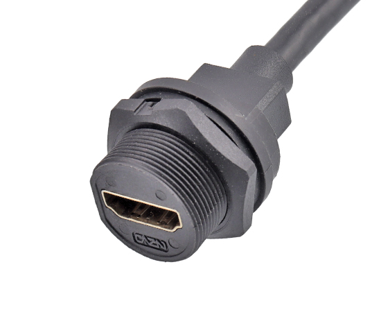 HDMI 母板后/公直式 带线插座(螺纹式)}