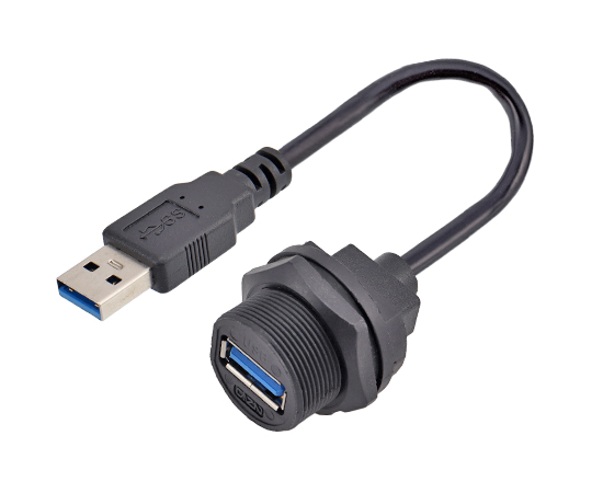 USB 母/公 带线 板后插座(螺纹式)