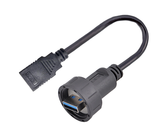 USB 公/母 成型直式插头(螺纹式)